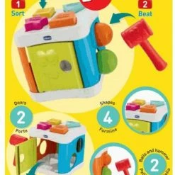 Chicco 2 Σε 1 Κύβος Με Σχήματα Και Σφυρί (09686-00) -Επιτραπέζια παιχνίδια & κάρτες Εκπτώσεις 691941 1