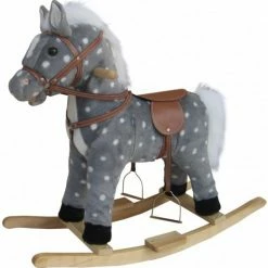 Moni Κουνιστό Ξύλινο Αλογάκι Spotty Γκρι Πουά Με Ήχο (108255) -Επιτραπέζια παιχνίδια & κάρτες Εκπτώσεις 697386 1